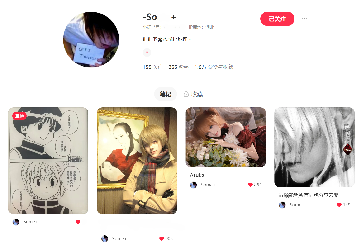 小红书 -Some+ 账号截图 · 355 粉丝 · 1.6 万赞藏